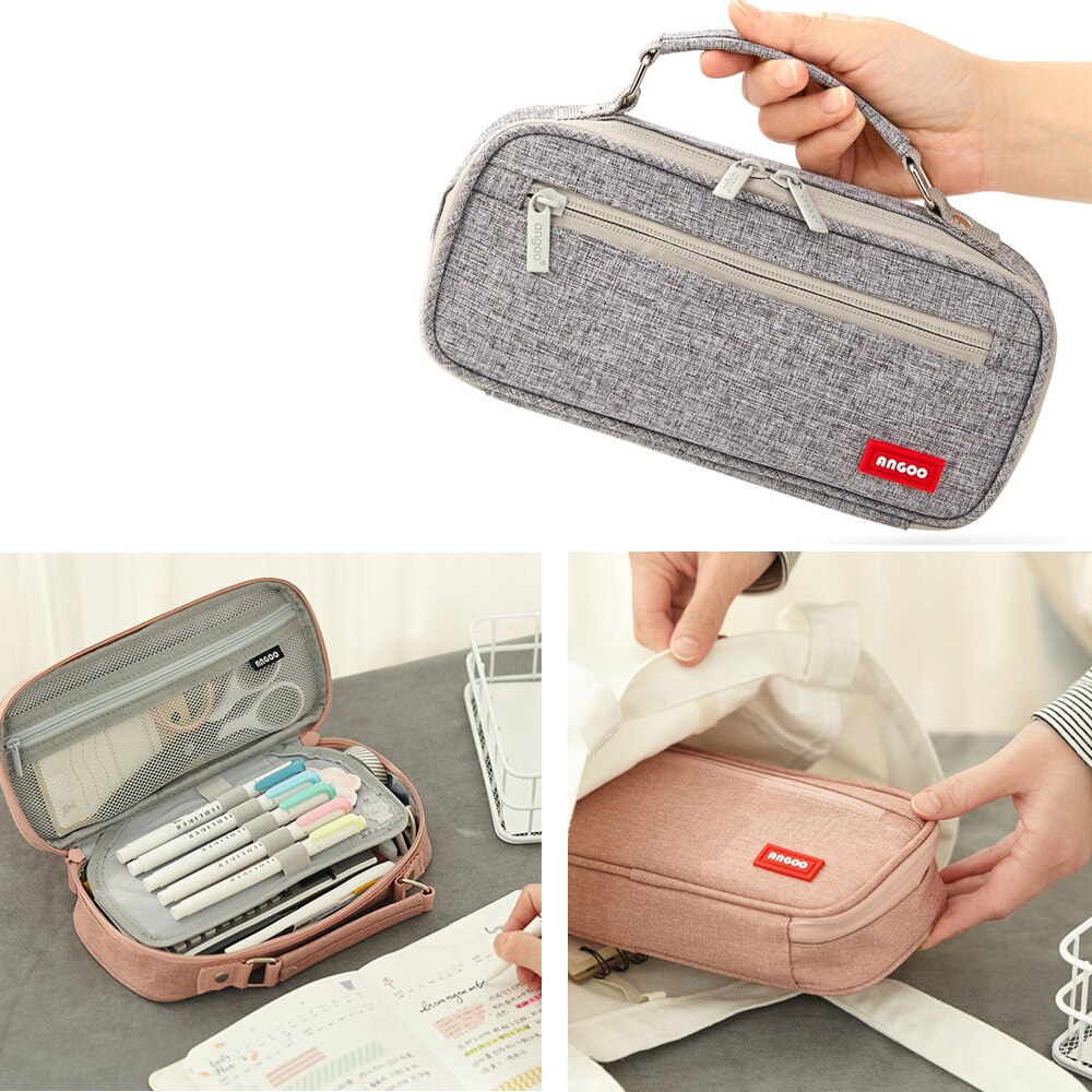 Kawaii Pencil Case Canvas Portable Pencil Pouch School Big Pencil Box Estuche Escolar Pencilcase Pens Bag Cute Stationery