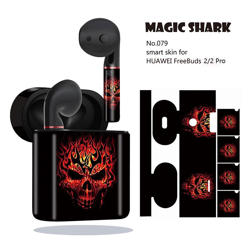 Magic Shark fajne Punk czaszka szkielet Motor Rider Rose pcv skrzynki pokrywa Wrap naklejka dla HUAWEI Freebuds 2 i 2 Pro: 079