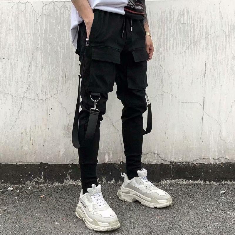 Zakken Potlood Broek Heren Hip Hop Patchwork Cargo Ripped Joggingbroek Joggers Broek Mannelijke Mode Volledige Lengte Broek