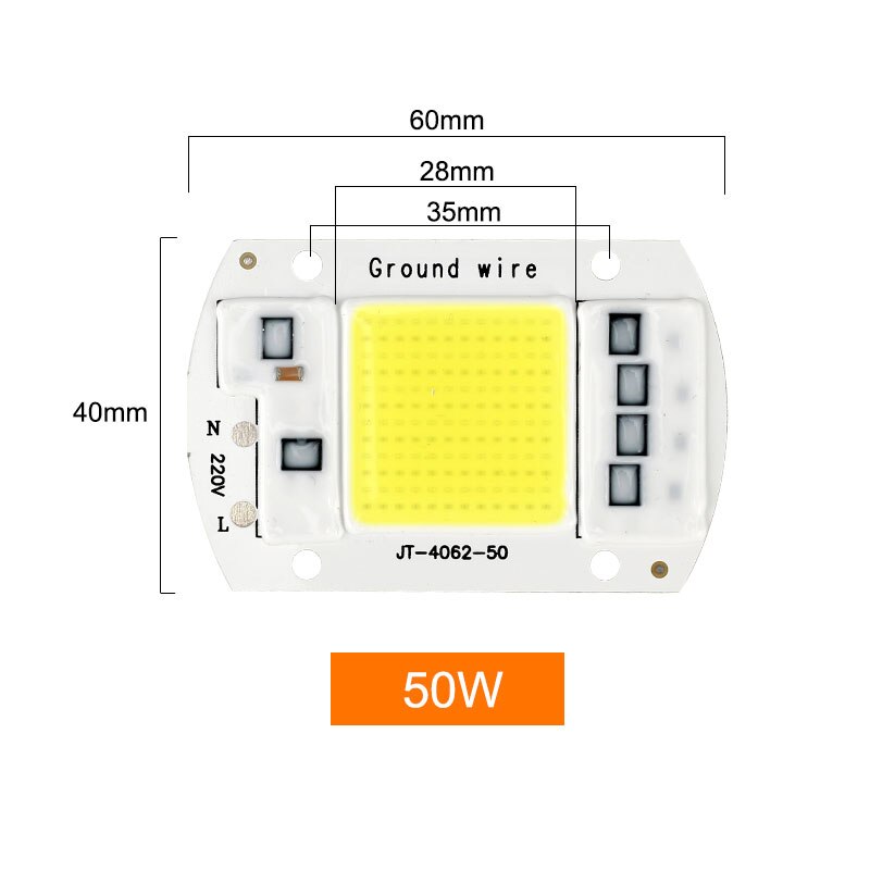Cob led chip lampe 3w 5w 7w 10w 20w 30w 50w smarte ic lysperler 220v 240v diy til led pære projektør spotlight: Normal 50w / Varm hvid