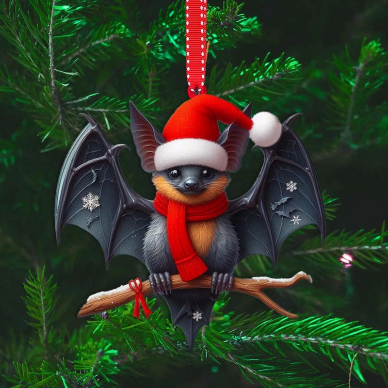 Christmas Tree Pendants Acrylic Cute Squirrel Hanging Ornaments For Wall Xmas Tree Decorations Party Supplies Year