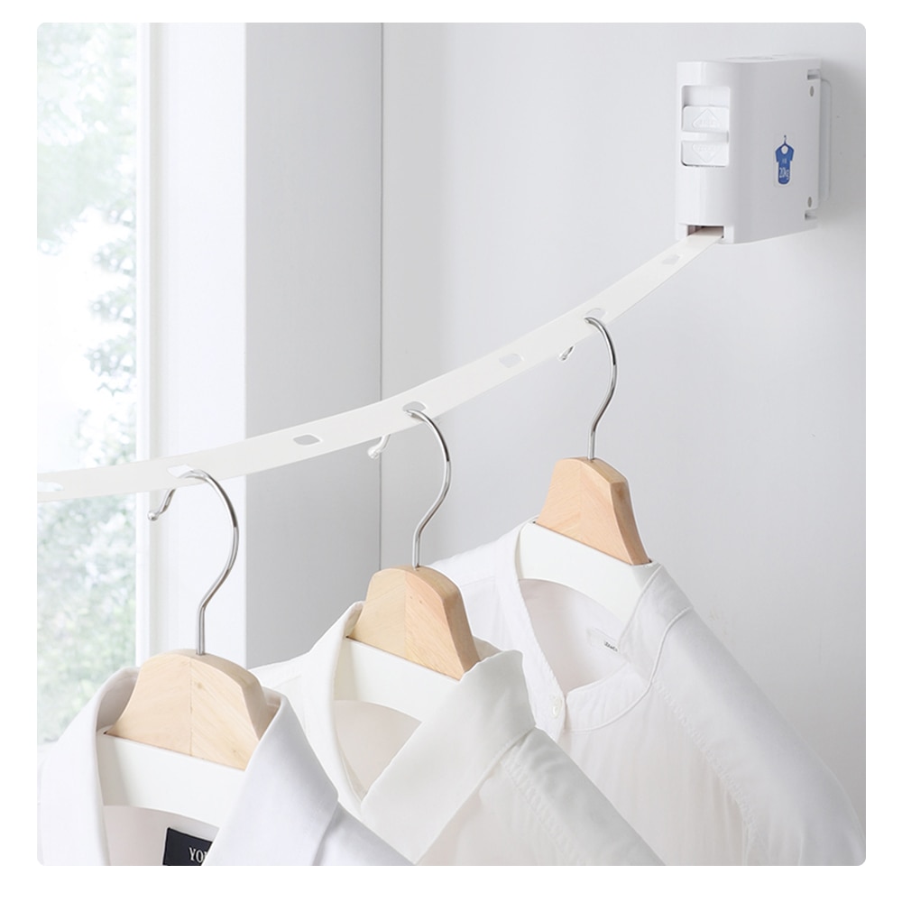 Balcony Clothes Line Indoor Invisible Clothesline With Hanger Hole Retractable Clothesline Rope Drying Rack No Drilling Required