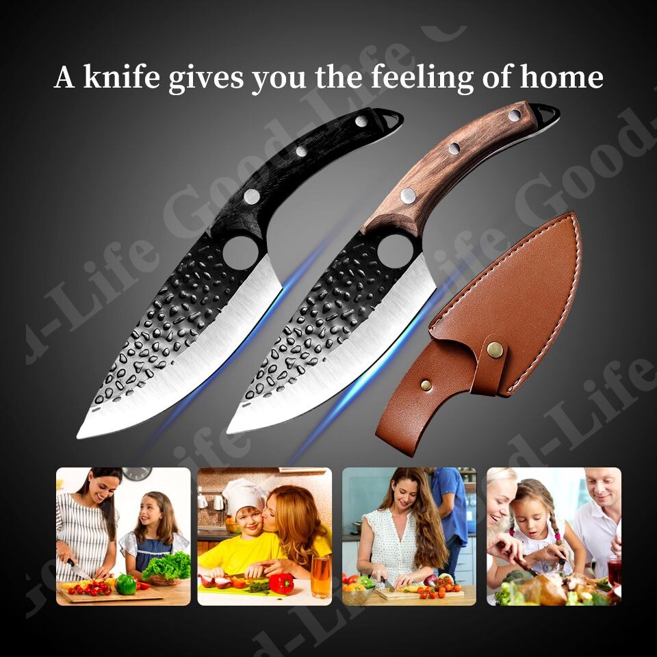 Multipurpose Kitchen Knife Hand Forged With cover Butcher Knife for Meat Cutting Boning Knive Cleaver Fish Fillet Chef Knives