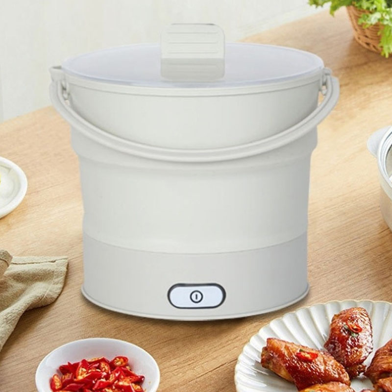 Folding Electric Skillet Kettle Heated Food Container Heated Lunch Box Cooker Portable Pot Cooking Tea