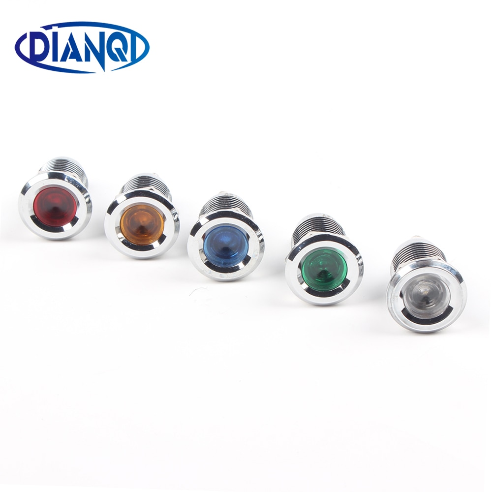 LED Metal Indicator Signal power light 12mm waterproof 6V 12V 24V 220v Screw terminal connect red yellow blue white 12ZSD.A.L