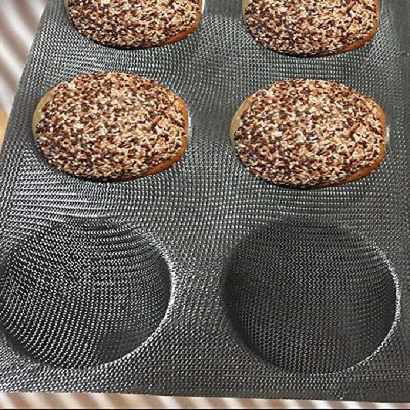 Silicone Bread Form Round Shape Bread Tray Perforated Bakery Molds for Baking Bread,Hamburger,bun, Puff,Tartlet and More