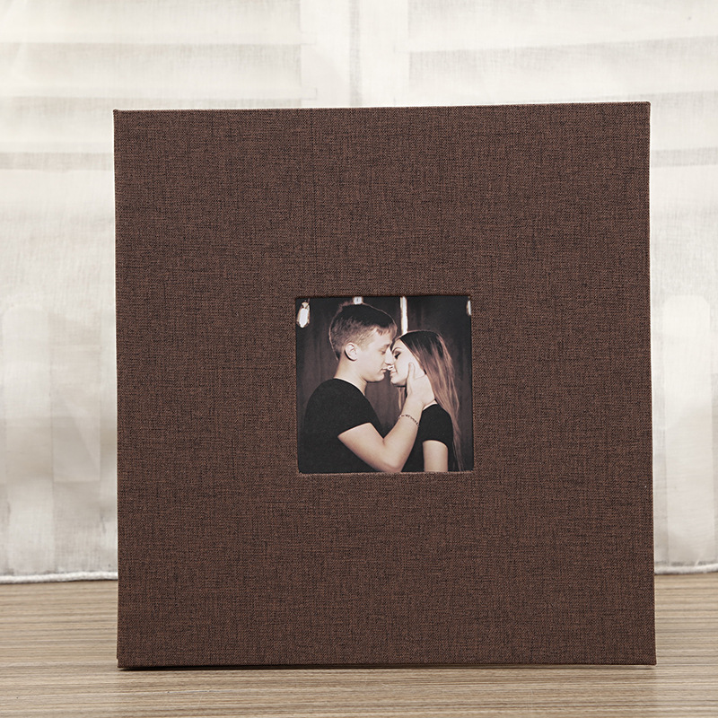 Samoprzylepny album fotograficzny magnetyczny album robić scrapbookowania DIY lepki 40 stron lniany prezent z podróży ślubny dla dzieci w twardej oprawie: Jasno szary