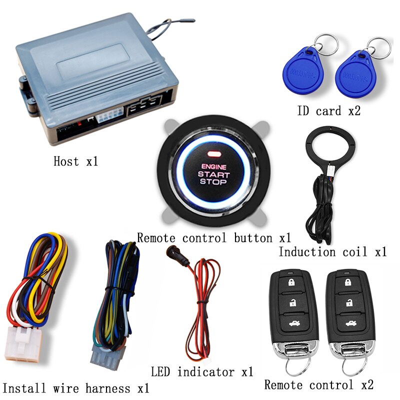 On board remote control entry system, RFID one key start, audible and visual reminder, remote control to open the trunk: black