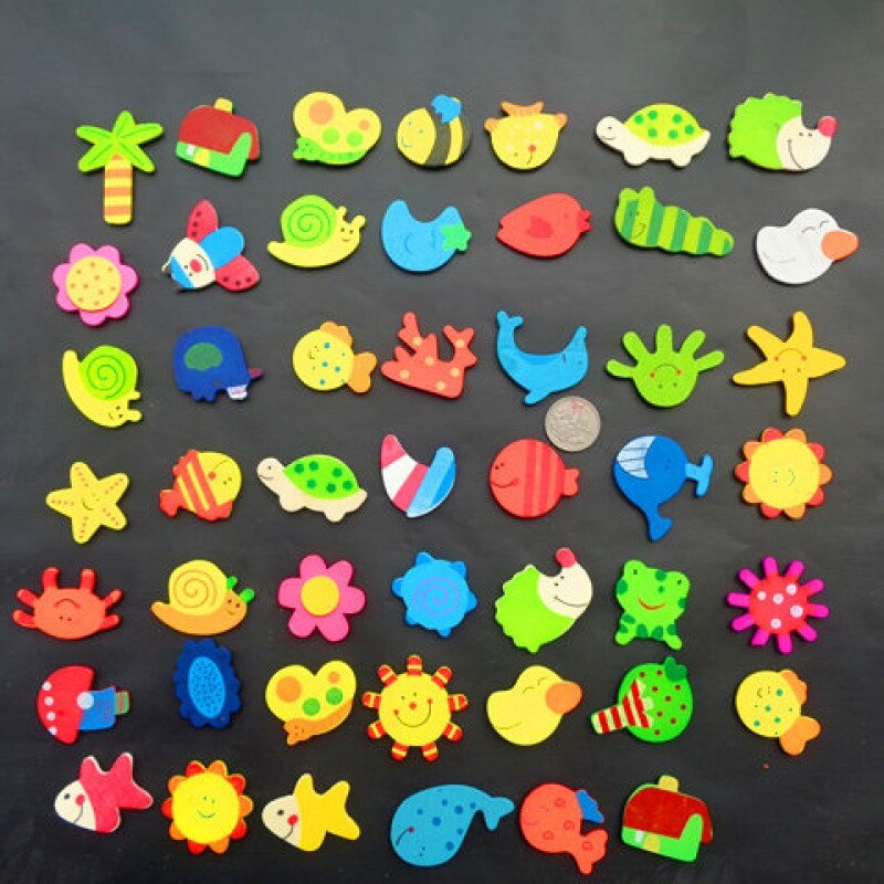 12 Stks/partij Houten Koelkast Magneet Koelkast Stickers Dier Cartoon Voor Kinderen Baby Educatief Speelgoed Kleurrijke Kinderen Speelgoed