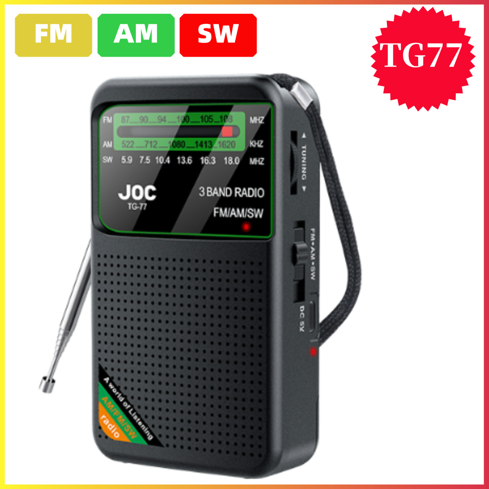 Radio de bolsillo de emergencia Radio FM AM SW La mejor recepción Radio con pilas Tipo C recargable con pantalla HD para personas mayores: Blanco