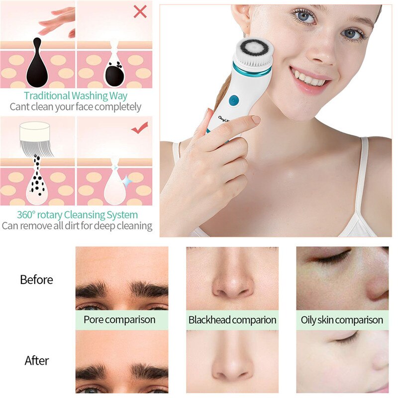CkeyiN – brosse électrique de nettoyage du visage 4 en 1, épurateur de peau, nettoyage en profondeur du visage, Machine à éplucher, nettoyeur de pores, rouleau masseur 46