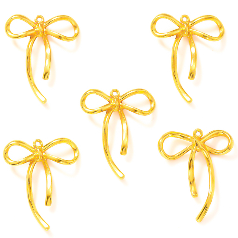 20 sztuk 5 kolorów mała kokardka węzeł Charms na bransoletkę naszyjnik wisiorek tworzenia biżuterii rękodzieło diy materiały 20*25mm N1177: Złoty kolor