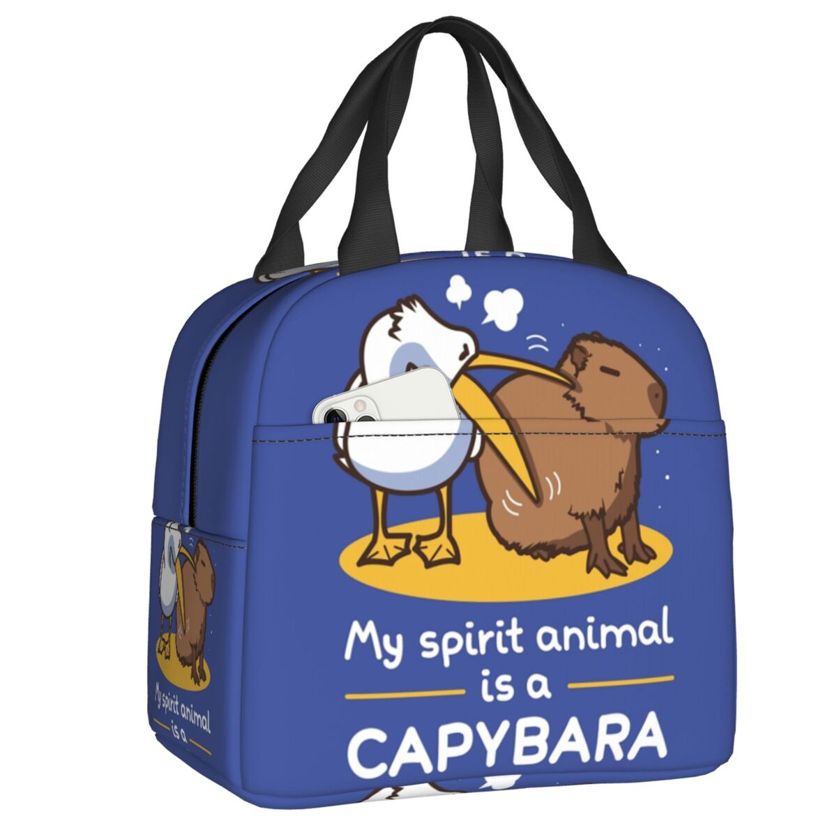 Anpassad capybara isolerad lunchväska för kvinnor läckagesäker kylväska termisk lunchväska kontor picknick resor: Vit