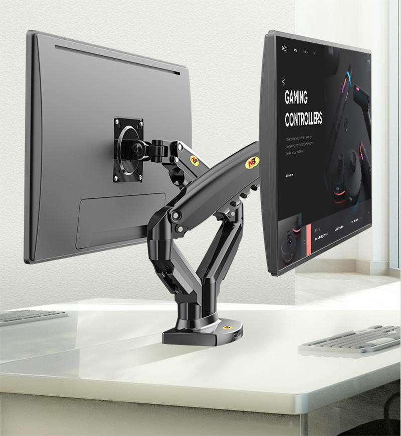 Nb f160 mola a gás 360 graus desktop 17 "-27" suporte de monitor duplo braço suporte de montagem de monitor de movimento completo carga 2-9kg cada