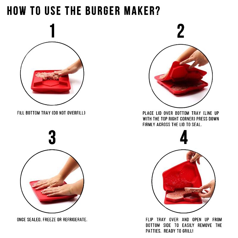 5/7 In 1 Silicone Burger Press/Mould Burger Form Hamburger Press for Meat Hamburger Patty Maker Freezer Container For Cookie 742