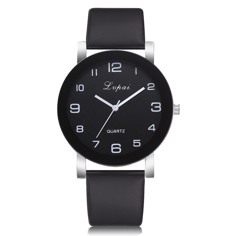 Quartz Watches Women Lvpai Women's Casual Quartz Leather Band Watch Analog Wrist Watch: Black