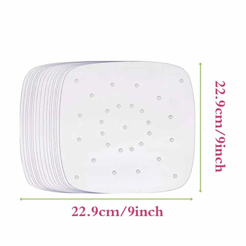 Papier de cuisson carré pour friteuse à Air 100, 8/9 pièces de 7/100% pouces, outils de cuisson carrés de alimentaire, soucoupe en papier à l'huile de Silicone pour petits gâteaux