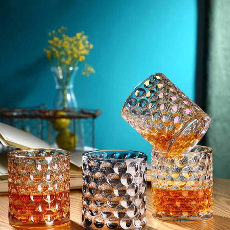 300ml Nordic Relief Pearl Point Whiskey Glass Heat Resistant Lead-free Home Coffee Mug Bar Club Voldka Cocktail Glass Drinkware