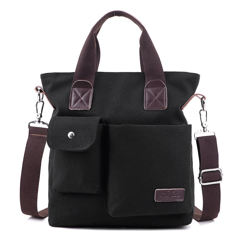 Zwarte tas mannen crossbody handtassen mannen aktetas Rits Tas leger canvas schoudertassen mannen Reistassen: Black