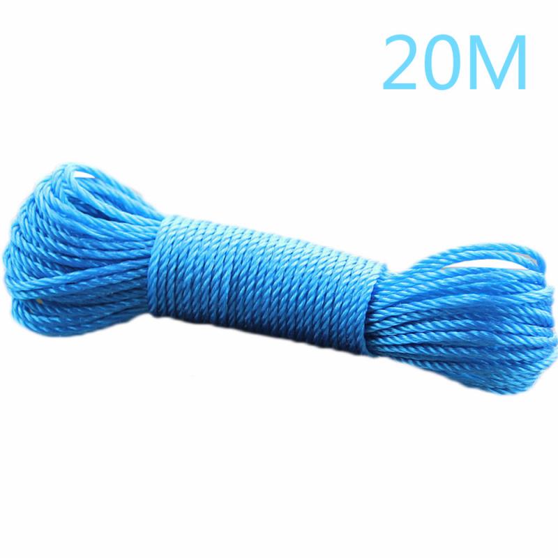 10m/20m Clotheslines Long Colored Nylon Rope Climbing Traction Tying Shade Net Rope Clothesline Garden Supplies: 20m blue