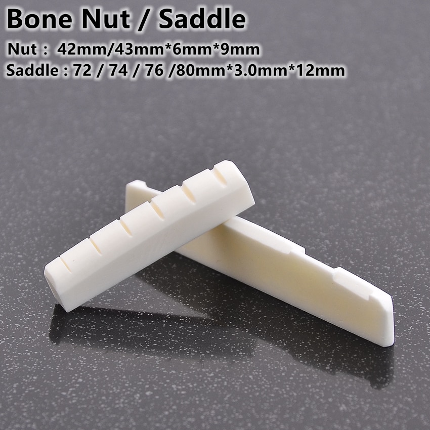 1pc 6 String Guitar Bone Nut and Bridge Saddle Made of Real Bone for acoustic/ electric guitar parts and accessories