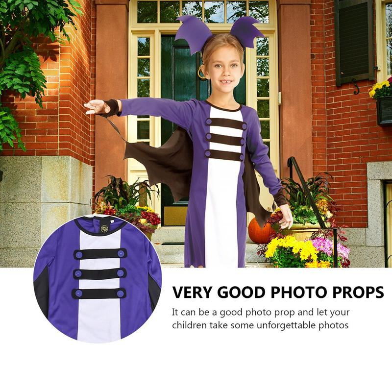 Barn flickor halloween fladdermus kostym klänning med cape huvudbonad cosplay kläder