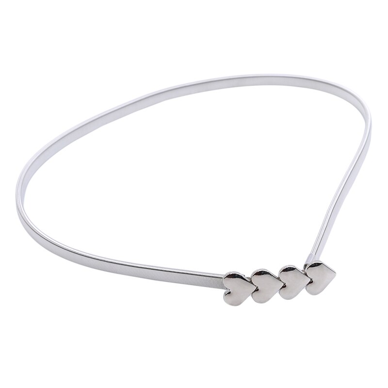 Women Solid Belts For Dress Ladies Gold Silver Love Pattern Belt Female Luxury Belts Chain Stretch Elastic Belt: silver