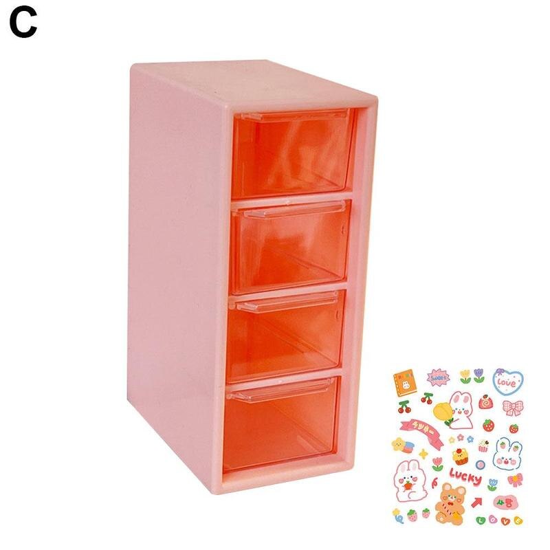 Desktop Organizer 4 Drawers Storage Cabinet Organizer Mini Transparent Cabinets Drawers Plastic Jewelry Cosmetic Makeup Box: pink