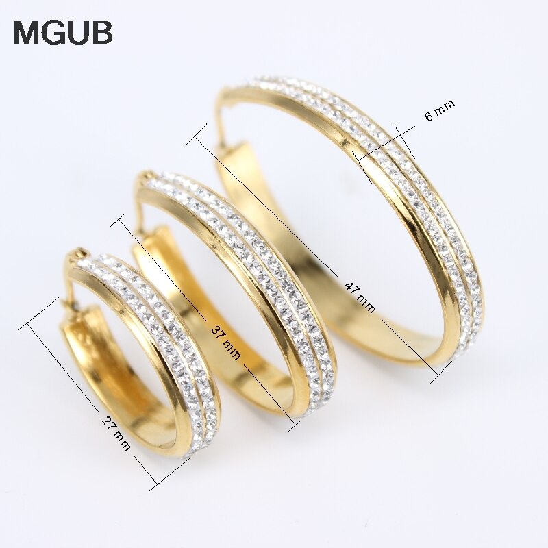 MGUB or couleur/argent couleur lisse acier inoxydable populaire femme oreille bijoux lisse réfléchissant plan simple anneau suspendu LH154