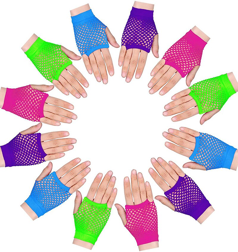 Guantes de rejilla para mujer, manoplas cortas de medio dedo, Multicolor, sexys, elásticos, de malla hueca, Punk, sin dedos, K72