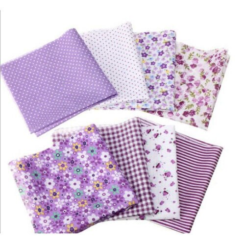 Series 7 pieces Assorted Pre-Cut Bundle Charm Cotton Quilt Fabric 25cm x 25cm for DIY Sewing Craft Flower Fabric: Purple Series