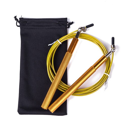 Free pouch 3 Meters METAL BEARING and Handle skipping rope / Speed Cable Jump Rope Crossfit MMA Box home gym / NPFL: Yellow
