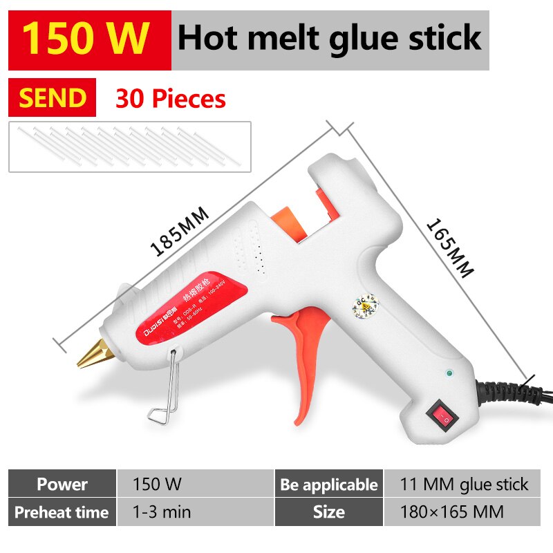 Smältlimstift 7mm/11mm manuell gör-det-själv transparent smältstift hushållssmältlimpistol hög viskositet snabb smältstift: 150w 30 st