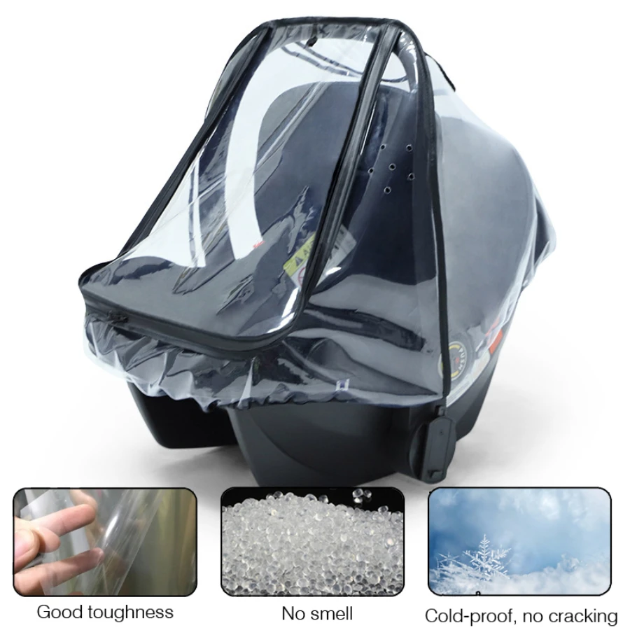 Assento de segurança do bebê capa de chuva transparente eva carrinho de bebê capa de chuva capa de poeira duplo zíper acessórios de carrinho de bebê
