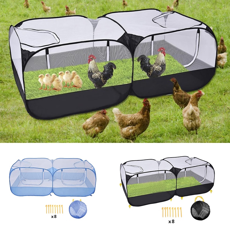 Portable Chicken Rabbit Cat Dog Coop Outdoor Farm Animals Poultry Mesh Fence Foldable Pets Cage Enclosure
