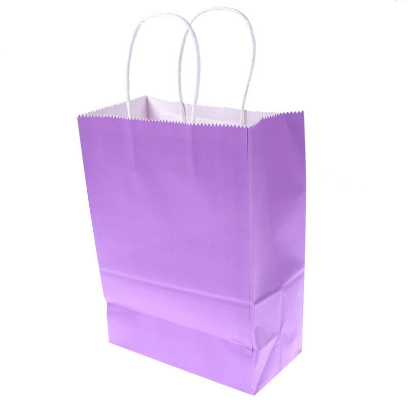 1Pcs Reusable Kraft Paper Shopping Bag With Handle DIY Multifunction Wedding Birthday Party package bags: Purple