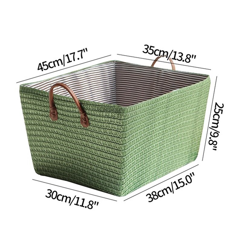 Cesta de almacenamiento tejida Rectangular, cestas de almacenamiento reutilizables, para artículos diversos, libros, juguetes, caja de almacenamiento para el hogar