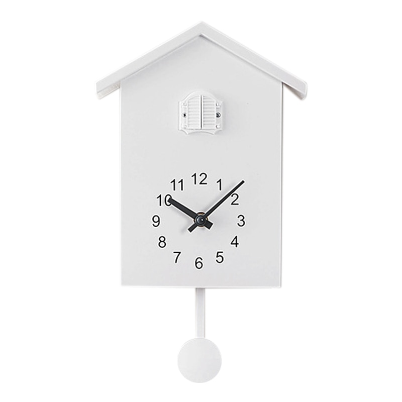 Reloj de pared de cuco-movimiento estilo Chalet, moderno minimalista: White
