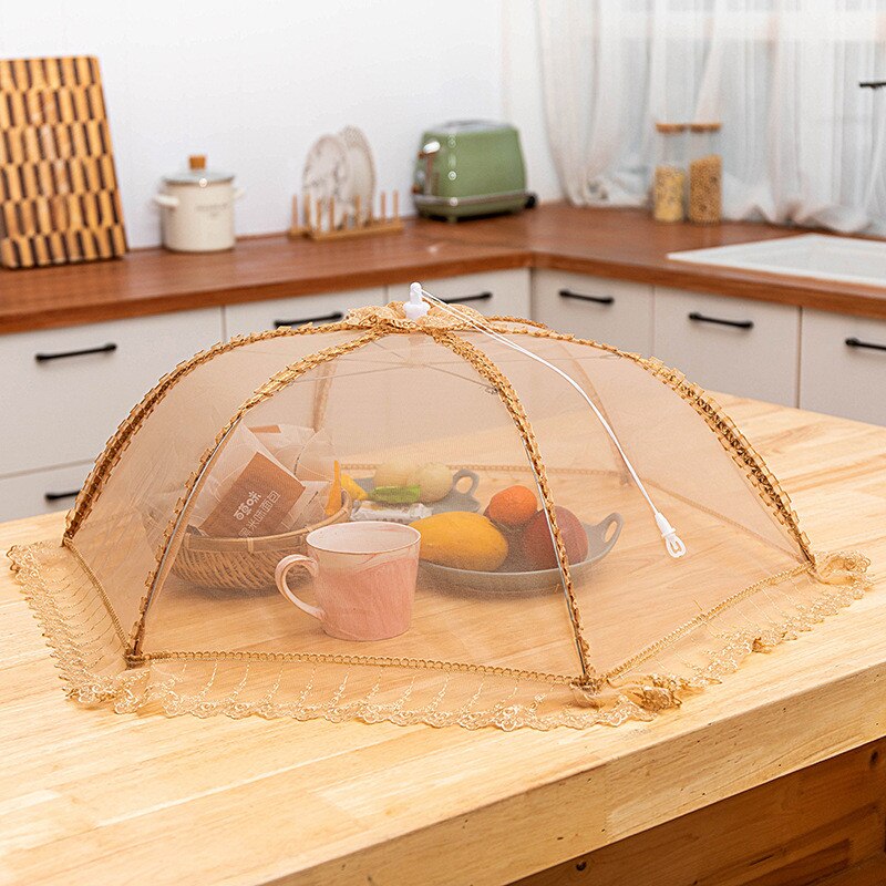 70/80cm store husholdningsprodukter paraplybetræk picnic grillfest anti myg fluesikker nettet til køkkenbordet: B guldrunde