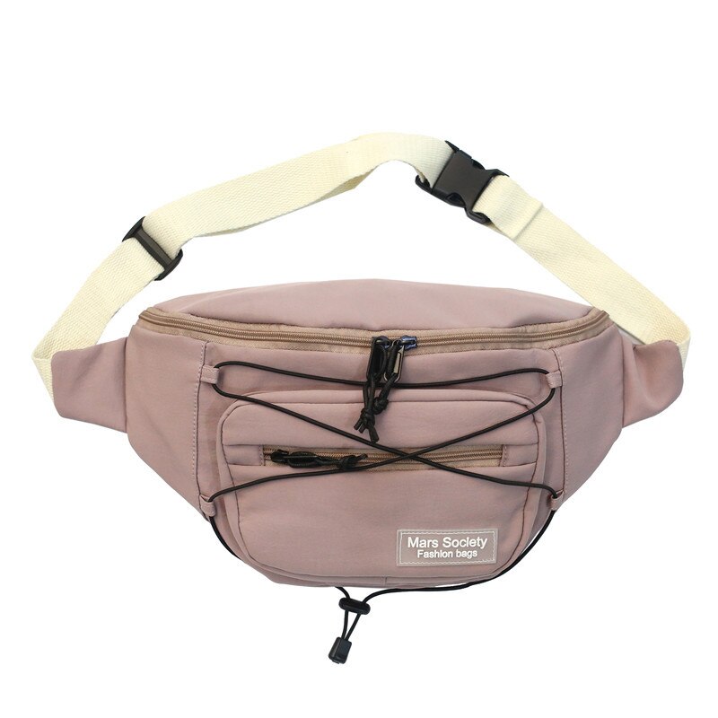 Grote Capaciteit Heuptas Unisex Fanny Pack Streetwear Borst Zak Hip Hop Banaan Tassen Outdoor Grote Riem Taille packs: Pink Belt Bag