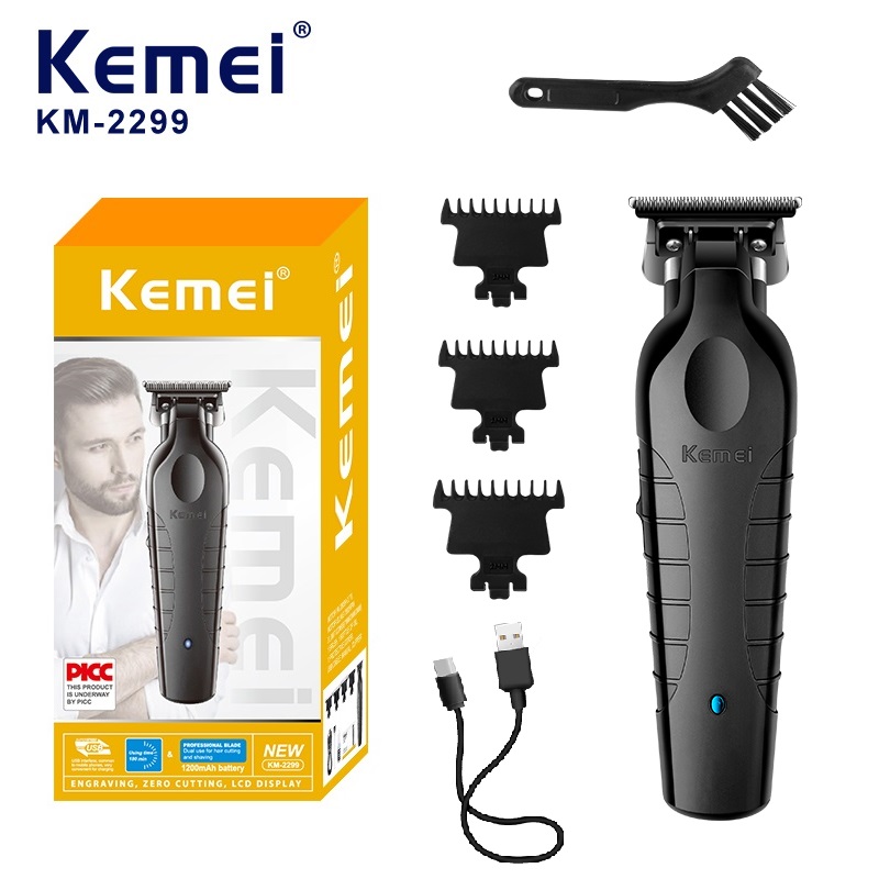 Kemei herre trådløs hårklipper usb genopladelig elektrisk hårklipper  km032 trimmer elektrisk hårklippemaskine km -2299: Sort