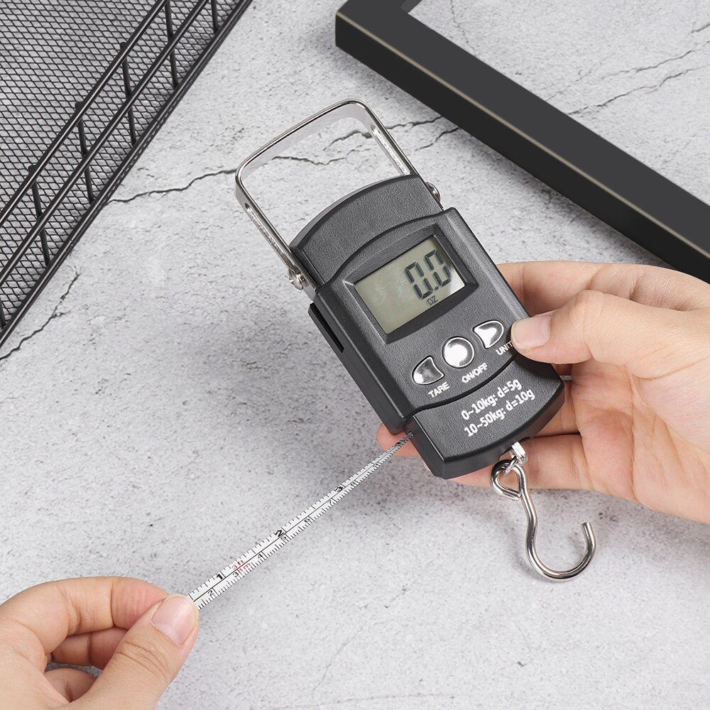 50Kg/10G Mini Hand LCD Electronic Digital Scale with tape measure Travel Fishing Luggage Weighting Hanging Hook Kitchen Scale