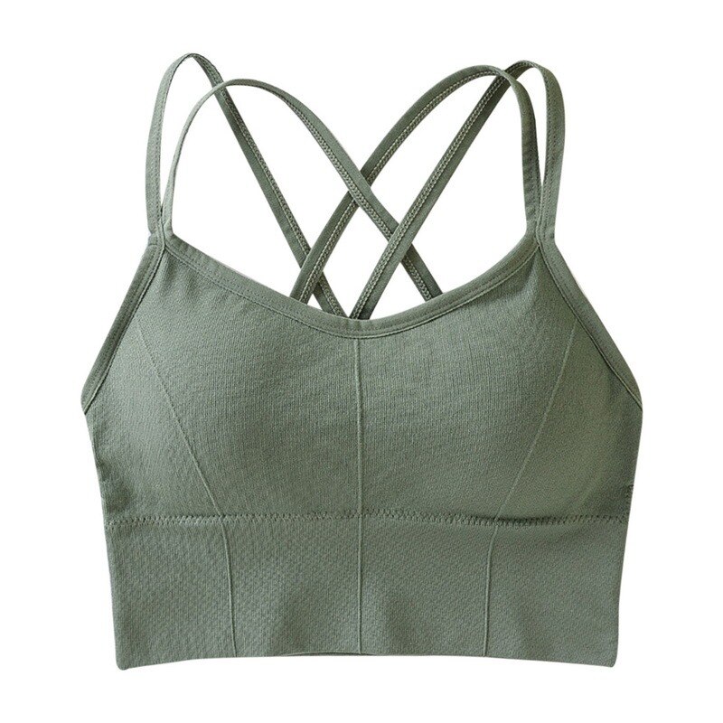 Sujetador deportivo de Yoga para mujer, chaleco acolchado para Fitness, correr, gimnasio, sin aros, transpirable, espalda de belleza,: green