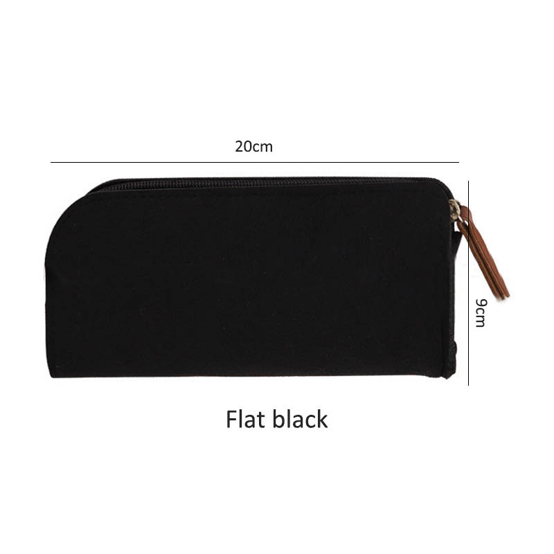 Felt Fabric Portable School Office Supplies Coin Purse Pencil Box Makeup Bags Stationery Pencil bag Zipper: Flat black