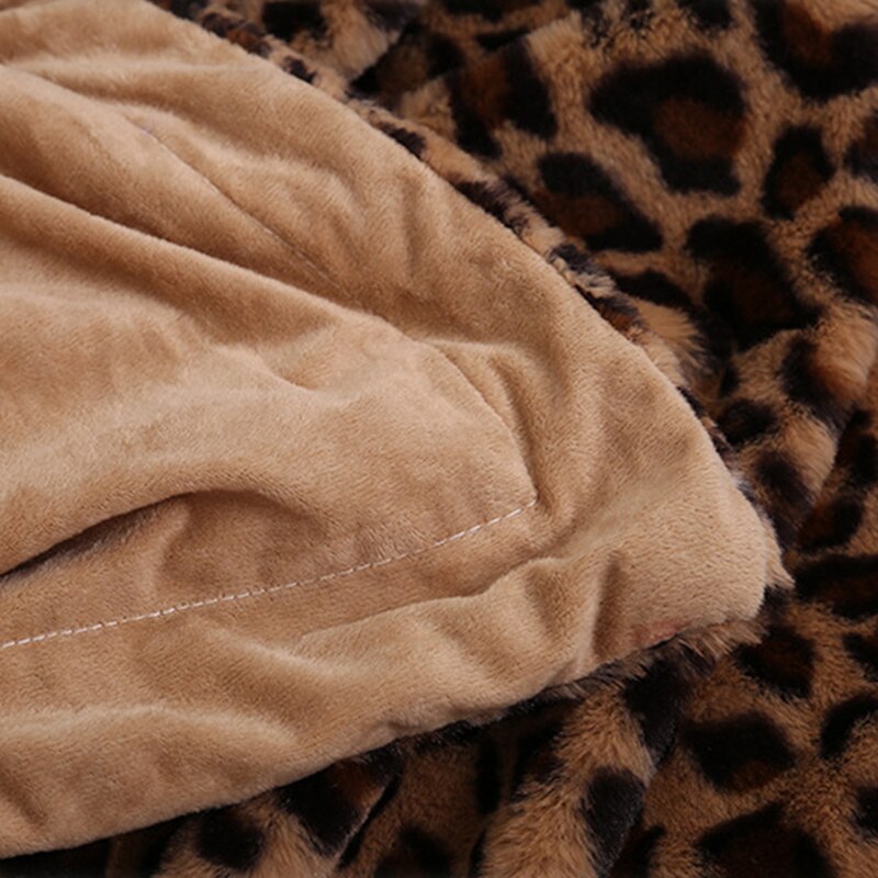 léopard couverture longue Shaggy fourrure floue fausse fourrure confortable avec moelleux Sherpa adulte couvre-lit canapé jeter des couvertures