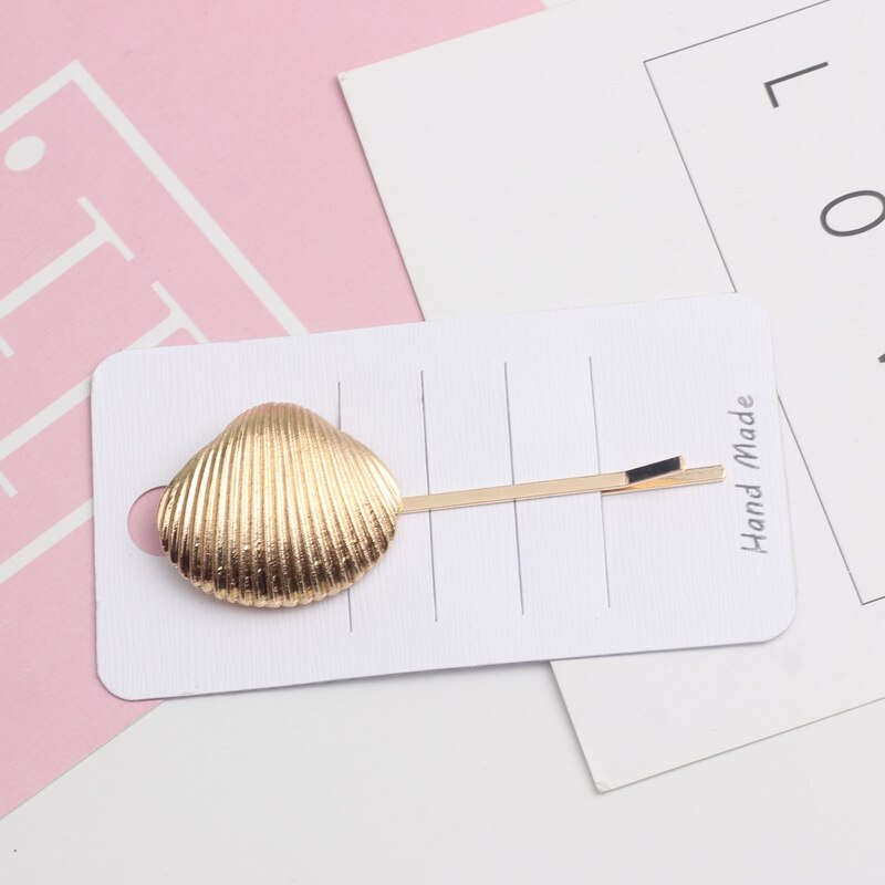 Koreaanse chique haaraccessoires, metalen gouden kleur, strandschelp, zeesterren, imitatieparel, haarspelden voor vrouwen, haarstyling: 7