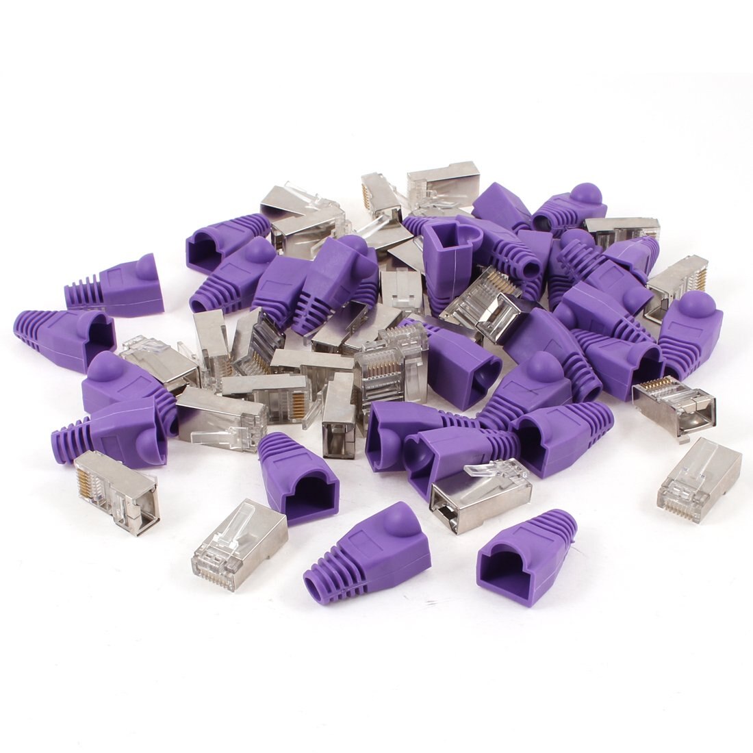 CAA 30 Pcs Metal Shielded 8P8C RJ45 Plug Network Connectors Sleeve