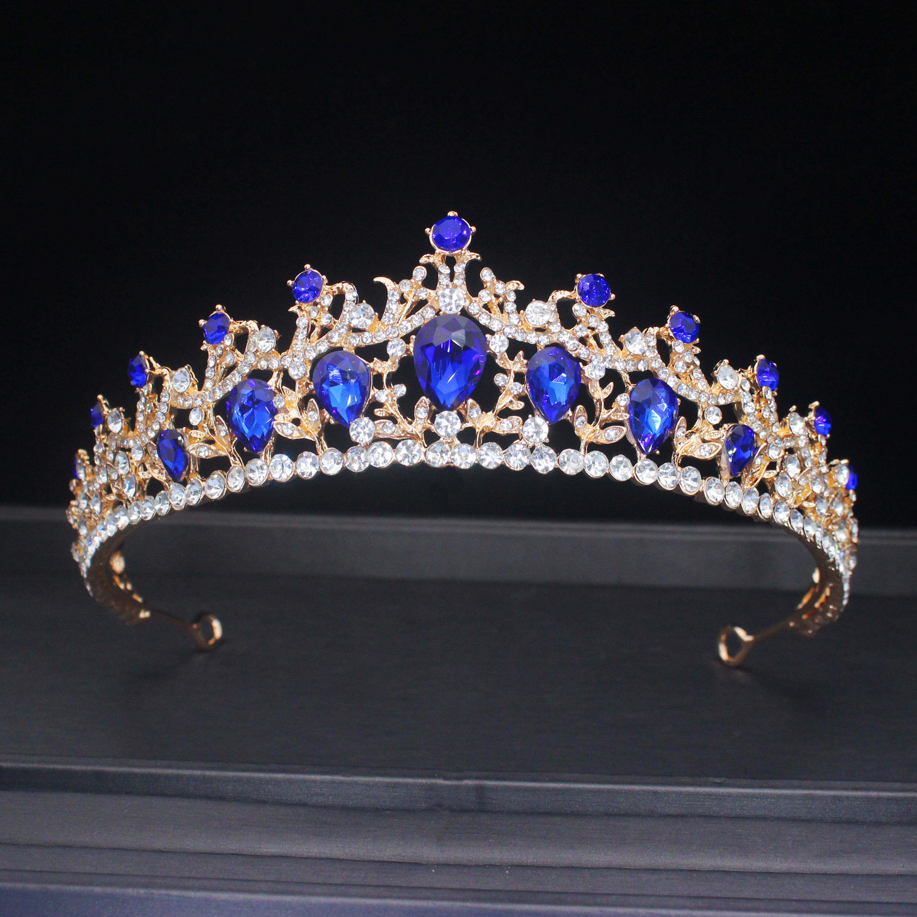 Vintage Kristal Tiara Kroon Hoofdbanden Voor Vrouwen Meisjes Strass Pageant Prom Diadeem Bruiloft Bruids Haar Sieraden Accessoires: Licht Geel Kleur