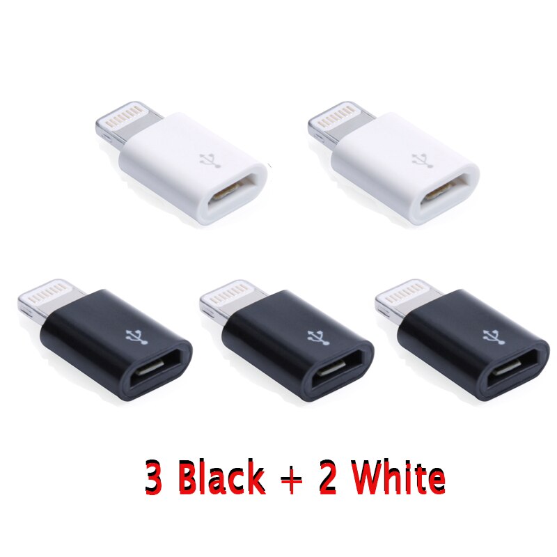 SR Micro USB Beleuchtung Adapter Weiblichen zu Männlichen Konverter Stecker Unterstützung IOS System Lade Sync Daten für Apple für iPhone: 3 Black 2 White
