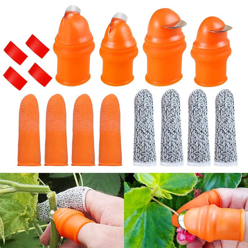 Paquete de 12 cuchillos de silicona, cuchillo de dedo separador, cuchillo de planta, herramientas de jardinería de plantas para recortar frutas y verduras